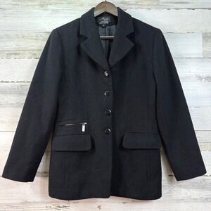 Alanni by Donnybrook Vintage Black 100% Wool Button Front Blazer Jacket Size 8